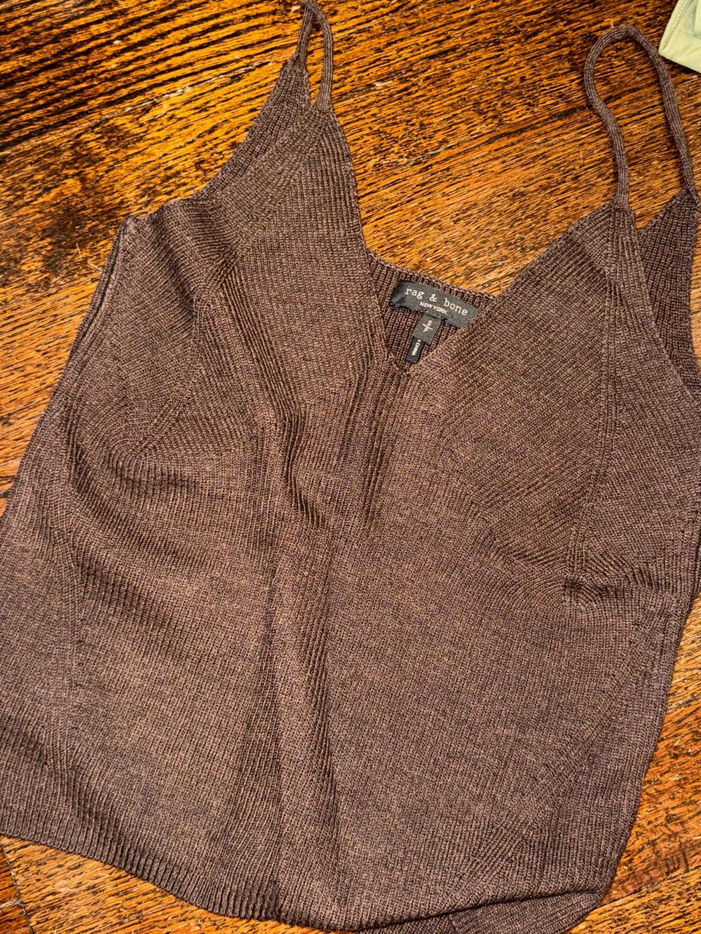 rag & bone Chocolate Brown V-Neck Knit Tank